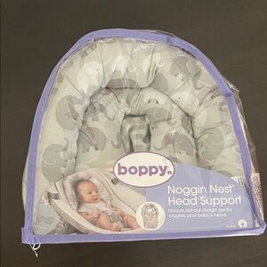 Boppy Head Support with Gray Elephant and Purple Trim
